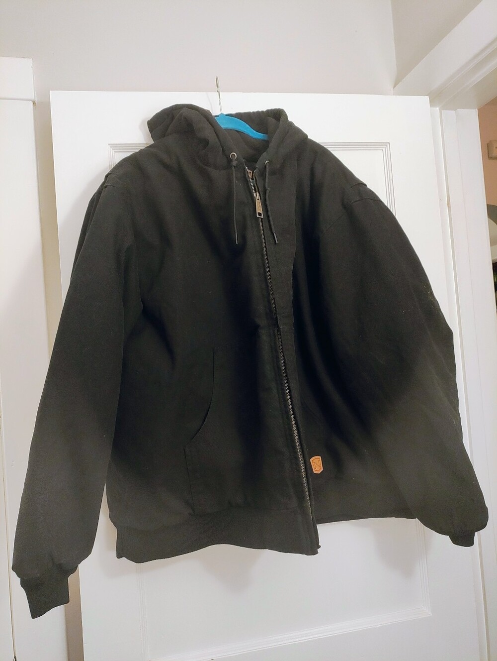 Noble Outfitters Men’s 4XL Black Canvas Hooded Work Jacket Fleece Lined